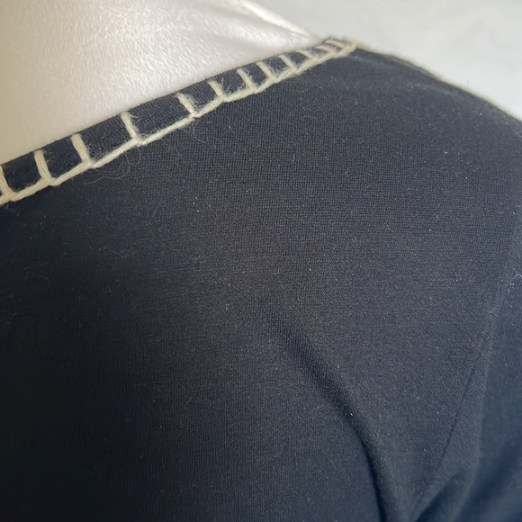 Basil & Maude black dress size medium polyester bodice embroidered skirt - Picture 7 of 7